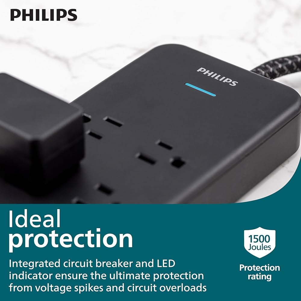 PHILIPS - ruu  Amazon.com: Philips 7-Outlet Adapter Spaced Surge Protector
